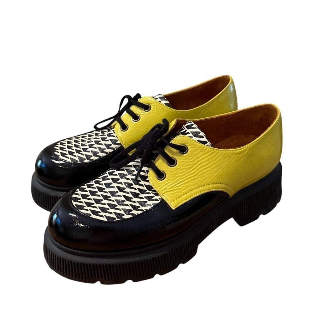 Chie Mihara Qamba Platform Oxford Shoes Womens EU 39 US 9 Lace Up Lug Sole - Picture 11 of 12